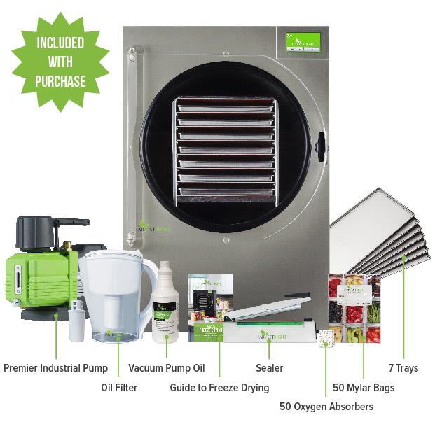 Harvest Right PRO X-Large Home Freeze Dryer - Stainless Steel with XL Premier Industrial Pump, Latest 7 Tray Model