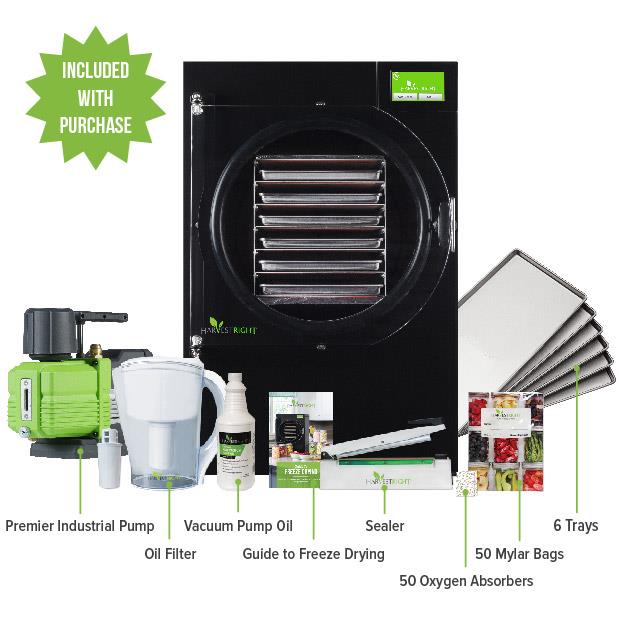 Refurbished Harvest Right PRO Large Home Freeze Dryer – Black (6-Tray) with Premier Industrial Pump